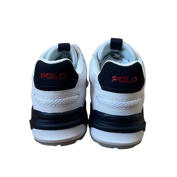 POLO RALPH LAUREN Mens Leather Mesh Jogger Sneaker White Multi - Picture 6 of 10